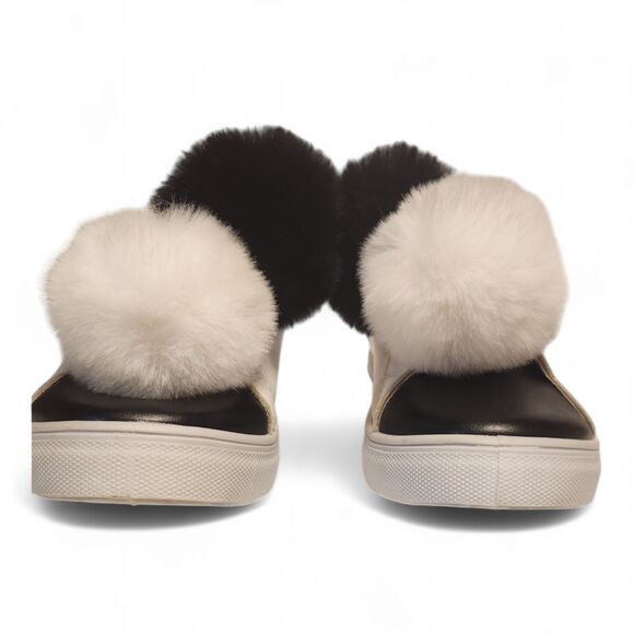Olivia Miller Pom Pom Shoe, Woman's size 7, Black & White Slip-on, Pre-owned - Picture 7 of 10